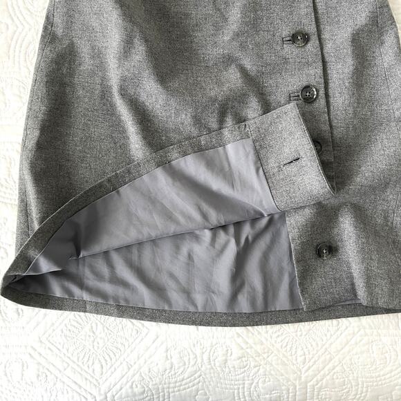 Banana Republic Wrap Skirt Button Front Straight Wool Blend Gray 4 Dark Academia - Picture 4 of 5